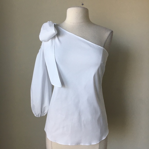 One shoulder poplin top shirt blouse - Picture 3 of 7